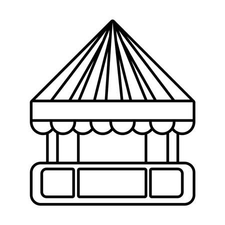 tent kiosk mechanical fairground attraction line style icon vector illustration designのイラスト素材