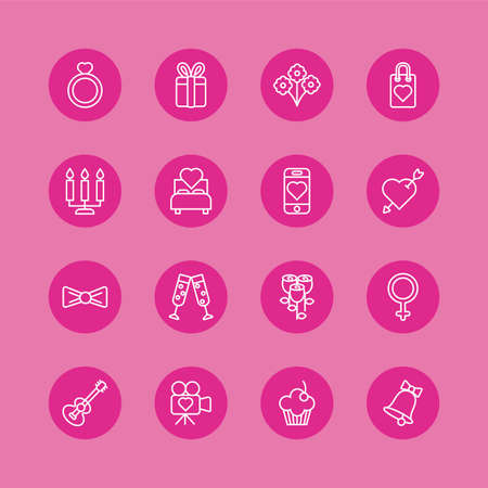 bundle of valentines day block and line style set icons vector illustration designのイラスト素材