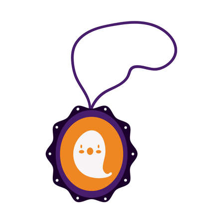 halloween necklace with ghost flat style icon vector illustration designのイラスト素材