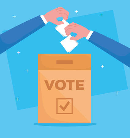 hand holding vote paper and box design, Vote elections day and government theme Vector illustrationのイラスト素材