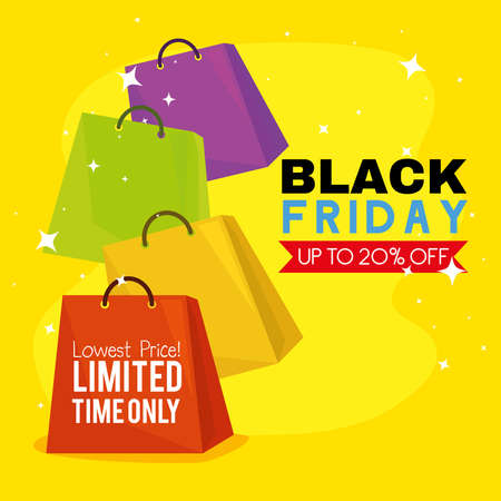 black friday bags design, sale offer save and shopping theme Vector illustrationのイラスト素材