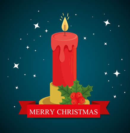 merry christmas candle design, winter season and decoration theme Vector illustrationのイラスト素材