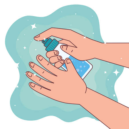 Global handswashing day and hands washing with alcohol bottle design, Hygiene wash health and clean theme Vector illustrationのイラスト素材