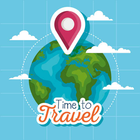 time to travel world with gps mark design, trip tourism and journey theme Vector illustrationのイラスト素材