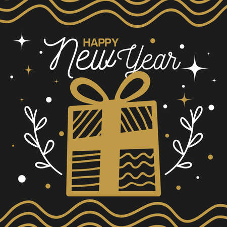 Happy new year with gift design, Welcome celebrate and greeting theme Vector illustrationのイラスト素材