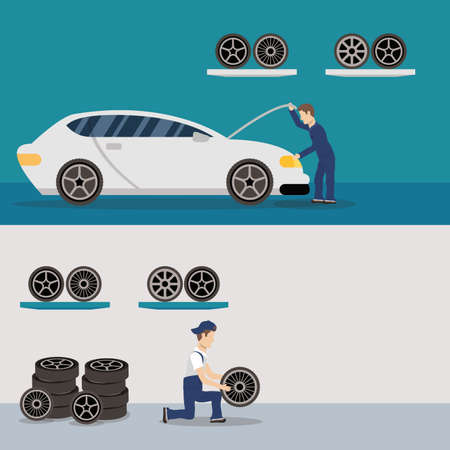 team of mechanics working characters vector illustration designのイラスト素材