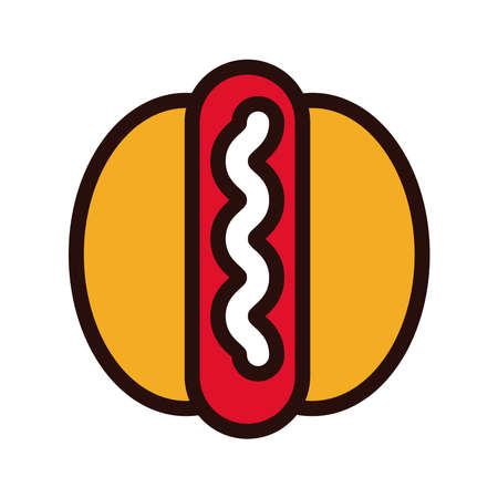 hot dog fast food line and fill style vector illustration designのイラスト素材
