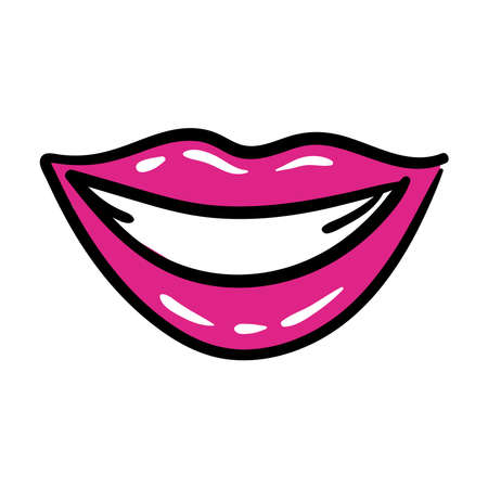 sexi mouth and teeth pop art line and fill style icon vector illustration designのイラスト素材
