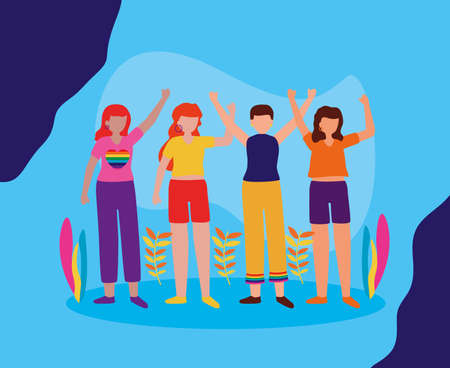 people group celebration queer community lgbtq vector illustrationのイラスト素材