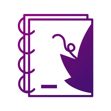 notebook with grapes leaf plant gradient style icon vector illustration designのイラスト素材