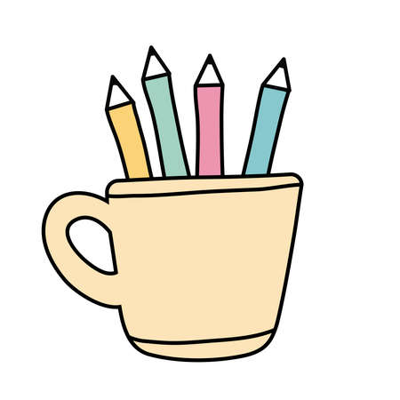 pencils holders free form style icon vector illustration designのイラスト素材