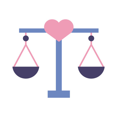 balance measure with heart love symbol flat style icon vector illustration designのイラスト素材