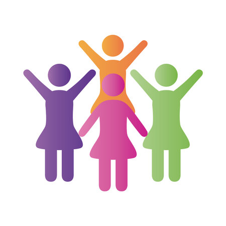 female winners community figures degradient style icon vector illustration designのイラスト素材