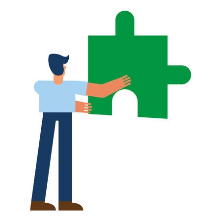 man with puzzle of back design, Jigsaw game and teamwork theme Vector illustrationのイラスト素材