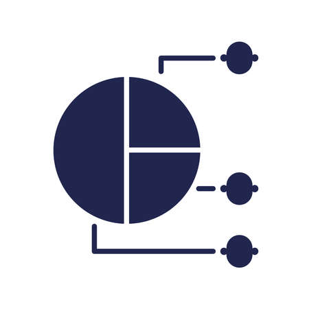 pie chart with people line style icon design, Data analysis and information theme Vector illustrationのイラスト素材