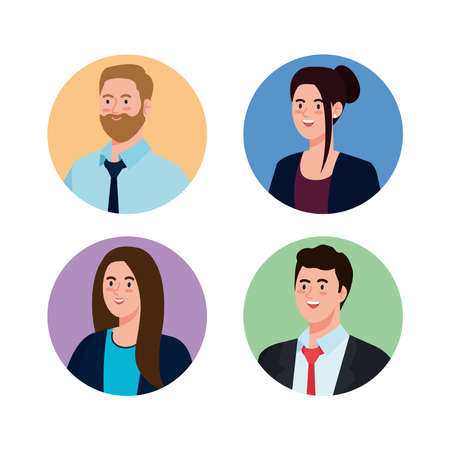 Businesspeople in circles design, Man woman business management corporate job occupation and worker theme Vector illustrationのイラスト素材