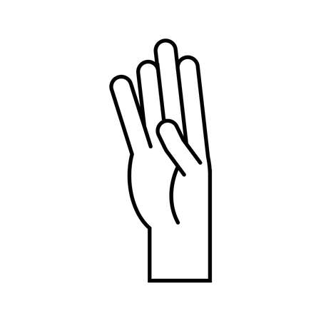 hand sign language b line style icon design of People help and finger theme Vector illustrationのイラスト素材