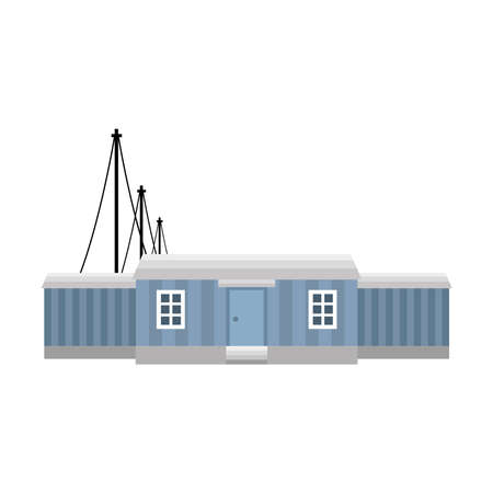 blue house with antenna design, Home real estate building residential architecture property and city theme Vector illustrationのイラスト素材