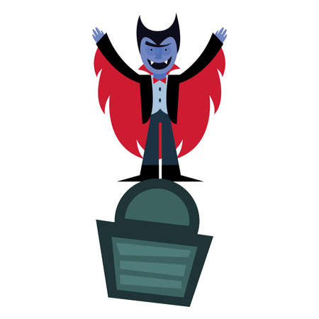 halloween vampire cartoon on grave design, happy holiday and scary theme Vector illustrationのイラスト素材
