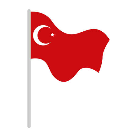 turkey flag in pole isolated icon vector illustration designのイラスト素材
