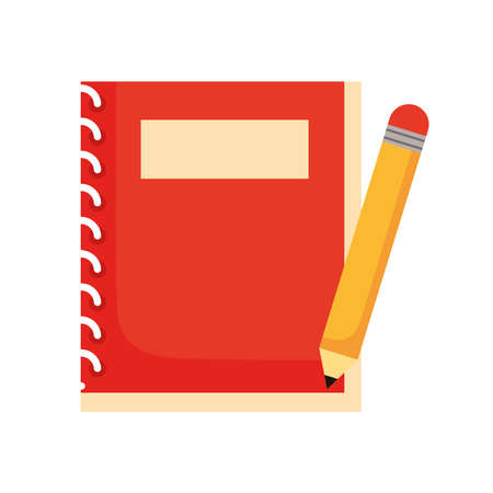 notebook and pencil school flat style icon vector illustration designのイラスト素材