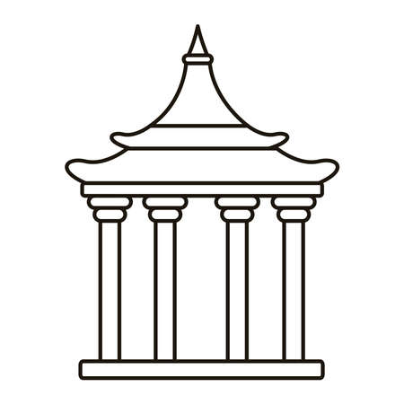 chinese tower columns structure line style icon vector illustration designのイラスト素材