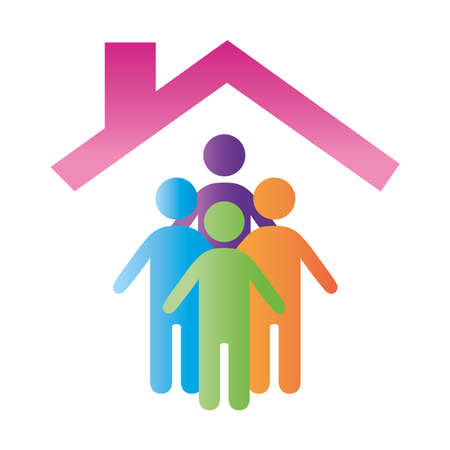 group of male community figures in house degradient style icon vector illustration designのイラスト素材