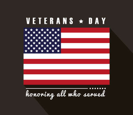 happy veterans day lettering with usa flag in black background vector illustration designのイラスト素材
