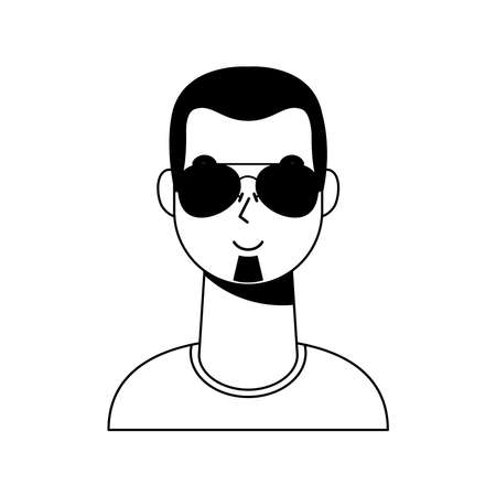 young man with beard and sunglasses avatar character vector line style designのイラスト素材