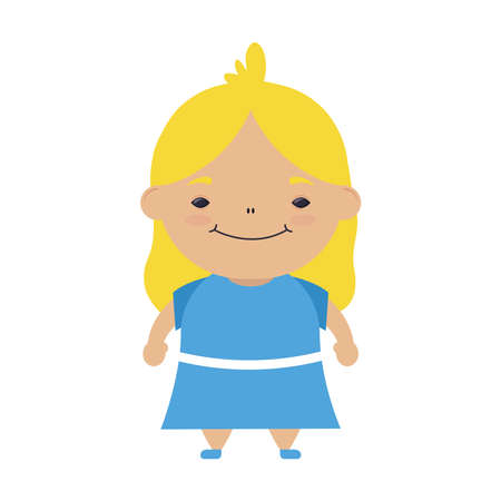 happy little blond girl avatar character vector illustration designのイラスト素材