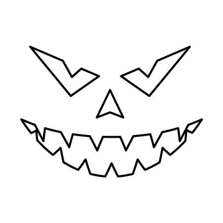 halloween pumpkin face style line icon vector illustration designのイラスト素材