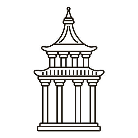chinese tower columns structure line style icon vector illustration designのイラスト素材