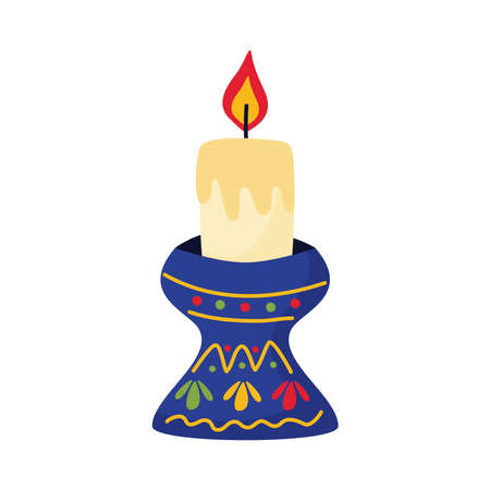 candle fire flame in chandelier mexican flat style icon vector illustration designのイラスト素材
