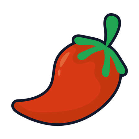 chili pepper hot vegetable on fire flat style icon vector illustration designのイラスト素材