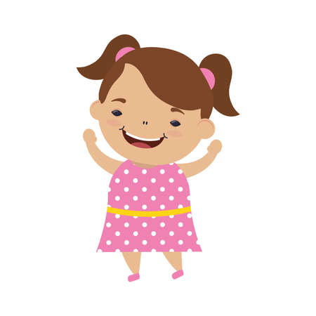 happy little girl avatar character vector illustration designのイラスト素材