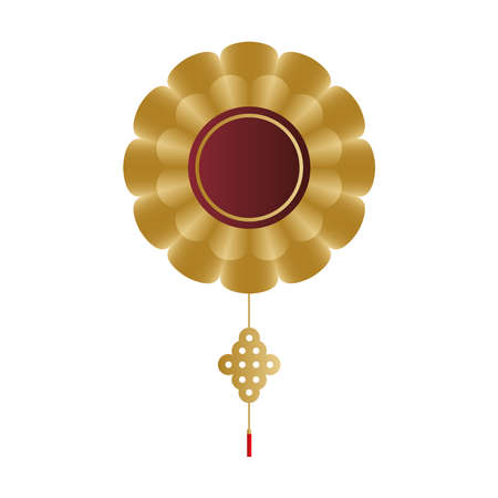 Chinese fortune hanger gold design, China culture asia and oriental theme Vector illustrationのイラスト素材