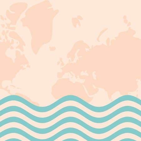World pink map with blue striped banner design, Planet continent earth and globe theme Vector illustrationのイラスト素材
