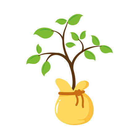 flower growth plant in bag flat style icon vector illustration designのイラスト素材