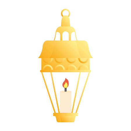 golden lamp and candle decoration vector illustration designのイラスト素材