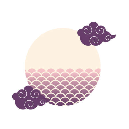 scales circle ornament with clouds design of Decorative element theme Vector illustrationのイラスト素材