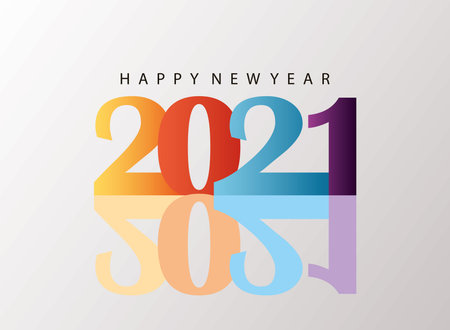 happy new year 2021 colorful lettering with shadow vector illustration design