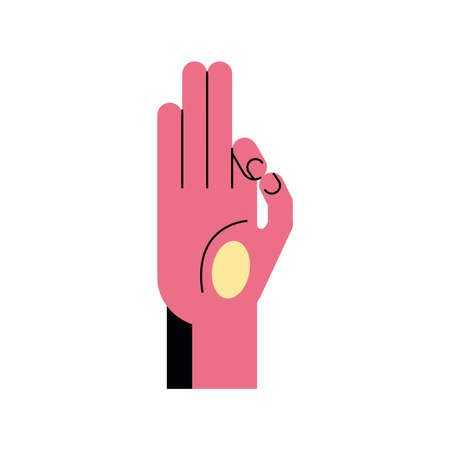hand sign language f line and fill style icon design of People help and finger theme Vector illustrationのイラスト素材