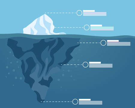 iceberg block with infographic arctic night scene landscape vector illustration designのイラスト素材