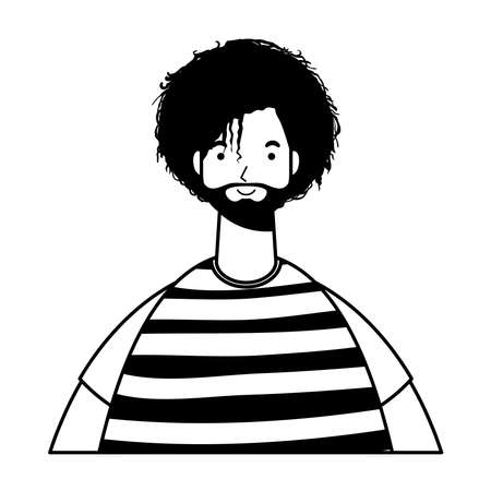 young man with beard avatar character line style vector illustration designのイラスト素材