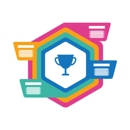 trophy cup with infographics statistics flat style icon vector illustration designのイラスト素材
