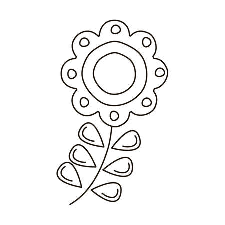 beautiful flower and leaf garden line style icon vector illustration designのイラスト素材