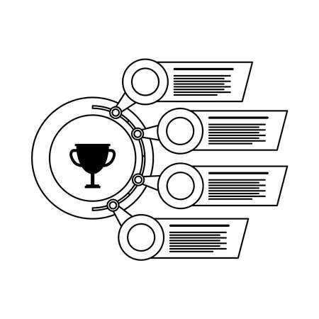 trophy with infographics statistics line style icon vector illustration designのイラスト素材