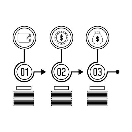 numbers and economy icons infographics statistics line style vector illustration designのイラスト素材
