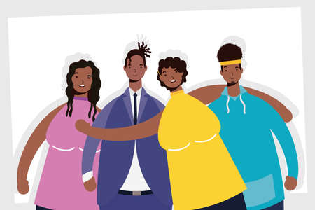 group of afro people characters vector illustration designのイラスト素材