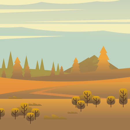 Landscape of trees and pines design, nature and outdoor theme Vector illustrationのイラスト素材